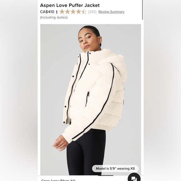 Alo Yoga Aspen love Puffer jacket size Xs in Ivory - Picture 2 of 3